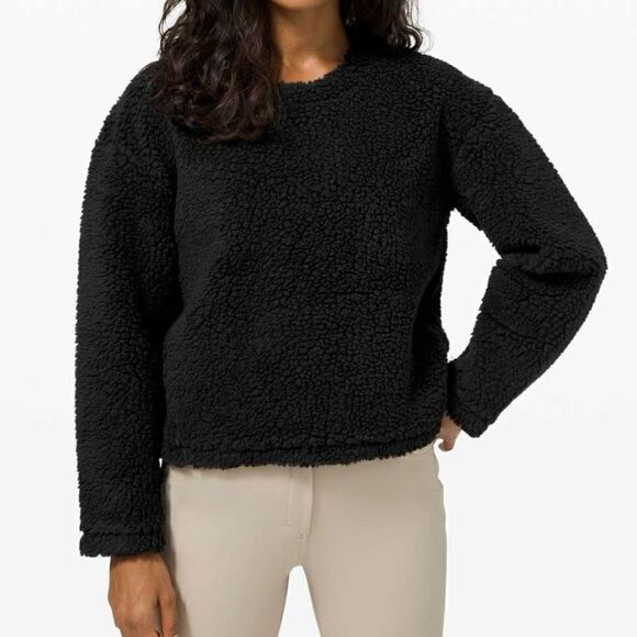 Lululemon Wool Whenever Sherpa Crew Pullover Sweater (Black) - 8 - Picture 1 of 12